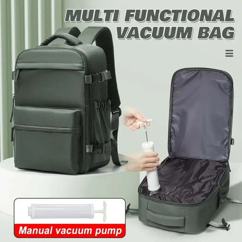 Sac à dos de voyage à compression sous vide et sac de rangement 42x29x15, compartiment pour ordinateur portable