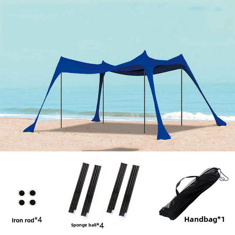 Family beach tent, large pop-up parasol, beach shelter, sun shade. Stable poles with portable carry bag. Outdoor shade.