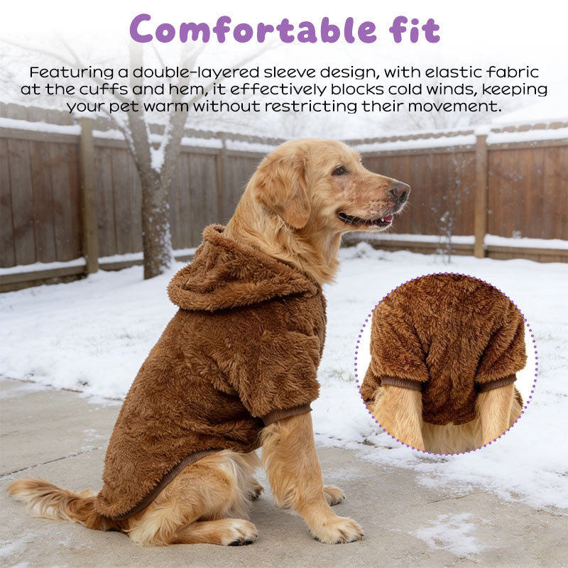 Warm Winter Dog Hoodie for Golden Retriever & Labrador - Fleece-Lined Outdoor Dog Coat for Medium & Large Breeds