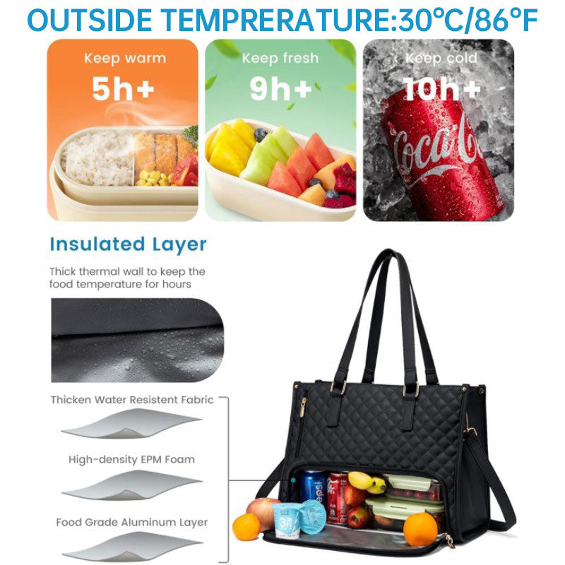 Sac de voyage 2 en 1 : compartiment pour ordinateur portable et sac isotherme pour le déjeuner. Idéal pour les affaires, le travail, les soins infirmiers, le bureau, les études et les loisirs.