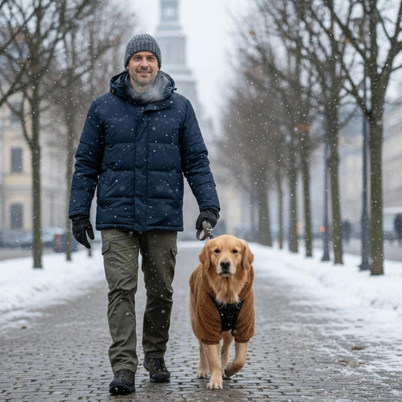 Warm Winter Dog Hoodie for Golden Retriever & Labrador - Fleece-Lined Outdoor Dog Coat for Medium & Large Breeds