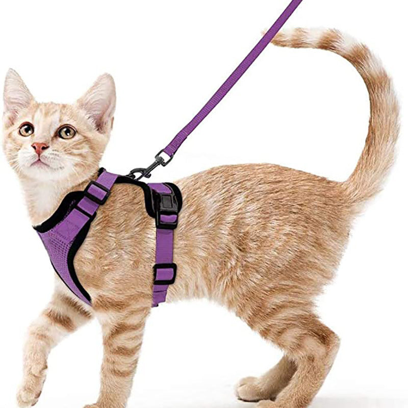 Cat Harness and Leash with Easy Control, Escape-Proof - Soft Adjustable Vest Harness for Walking Cats.
