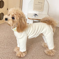 Elastic Pet Onesie, Four-Legged Pajamas for Small to Medium Dogs, Cream Color, Cozy Home Base Shirt, Warm Winter Dog Clothes