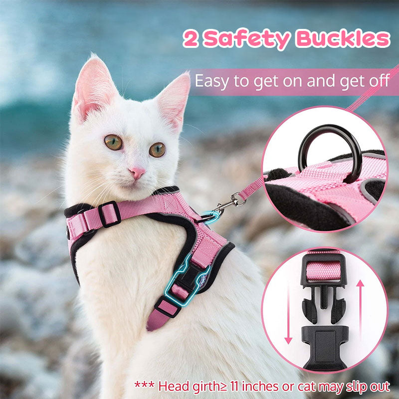 Cat Harness and Leash with Easy Control, Escape-Proof - Soft Adjustable Vest Harness for Walking Cats.