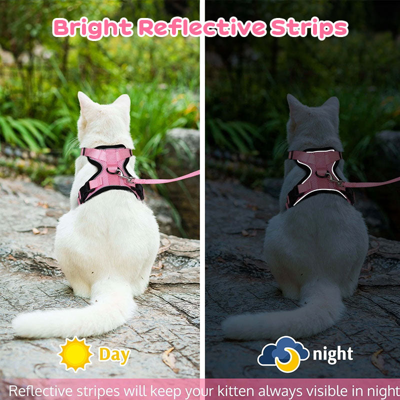 Cat Harness and Leash with Easy Control, Escape-Proof - Soft Adjustable Vest Harness for Walking Cats.