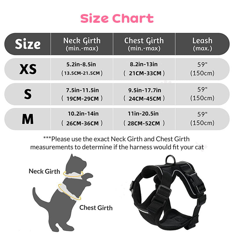 Cat Harness and Leash with Easy Control, Escape-Proof - Soft Adjustable Vest Harness for Walking Cats.