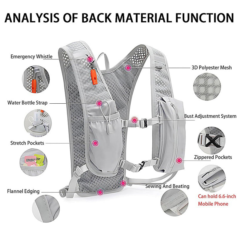 Sac Gilet course a pied ou vélo Hydration vests for sports, ultralight backpacks, bike water bags.