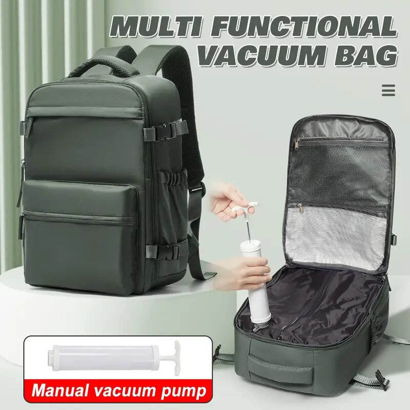 Sac à dos de voyage à compression sous vide et sac de rangement 42x29x15, compartiment pour ordinateur portable