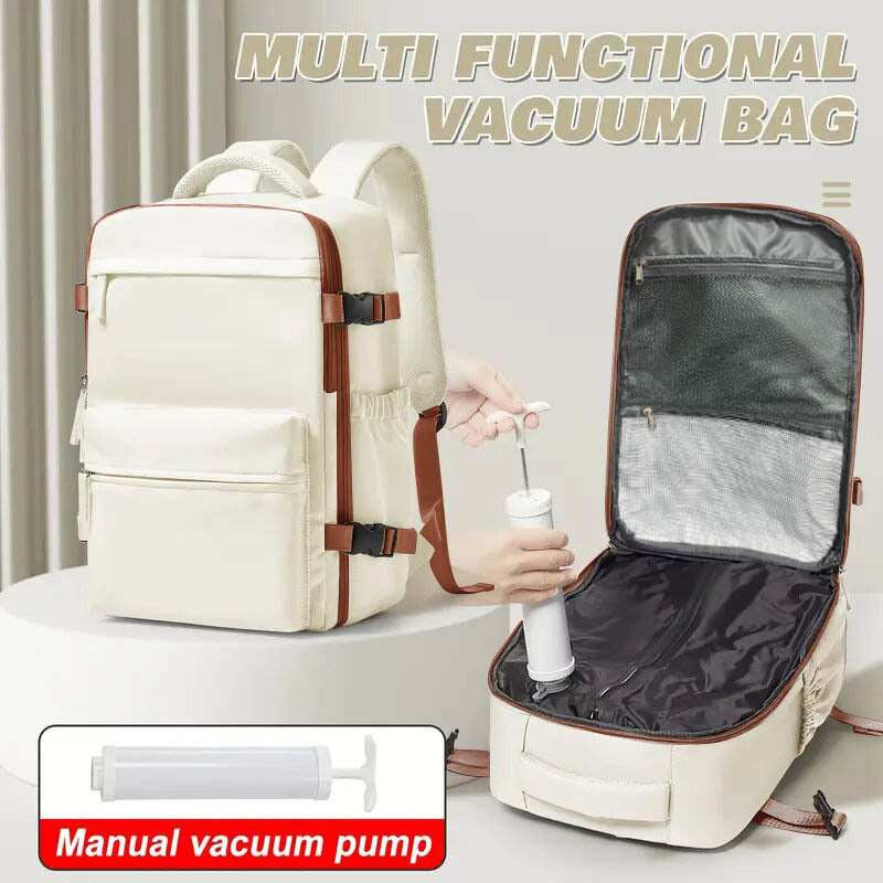 Sac à dos de voyage à compression sous vide et sac de rangement 42x29x15, compartiment pour ordinateur portable