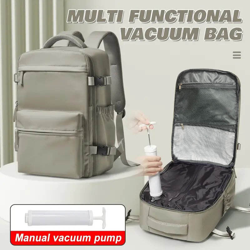 Sac à dos de voyage à compression sous vide et sac de rangement 42x29x15, compartiment pour ordinateur portable