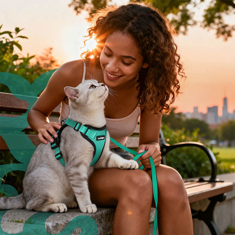 Cat Harness and Leash with Easy Control, Escape-Proof - Soft Adjustable Vest Harness for Walking Cats.